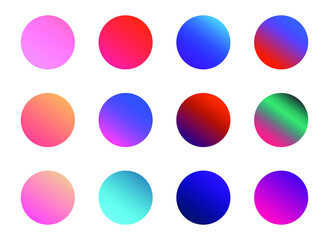 Set of round Vector Gradient. Multicolor Sphere. Modern abstract background texture. Template for design. Isolated objects
