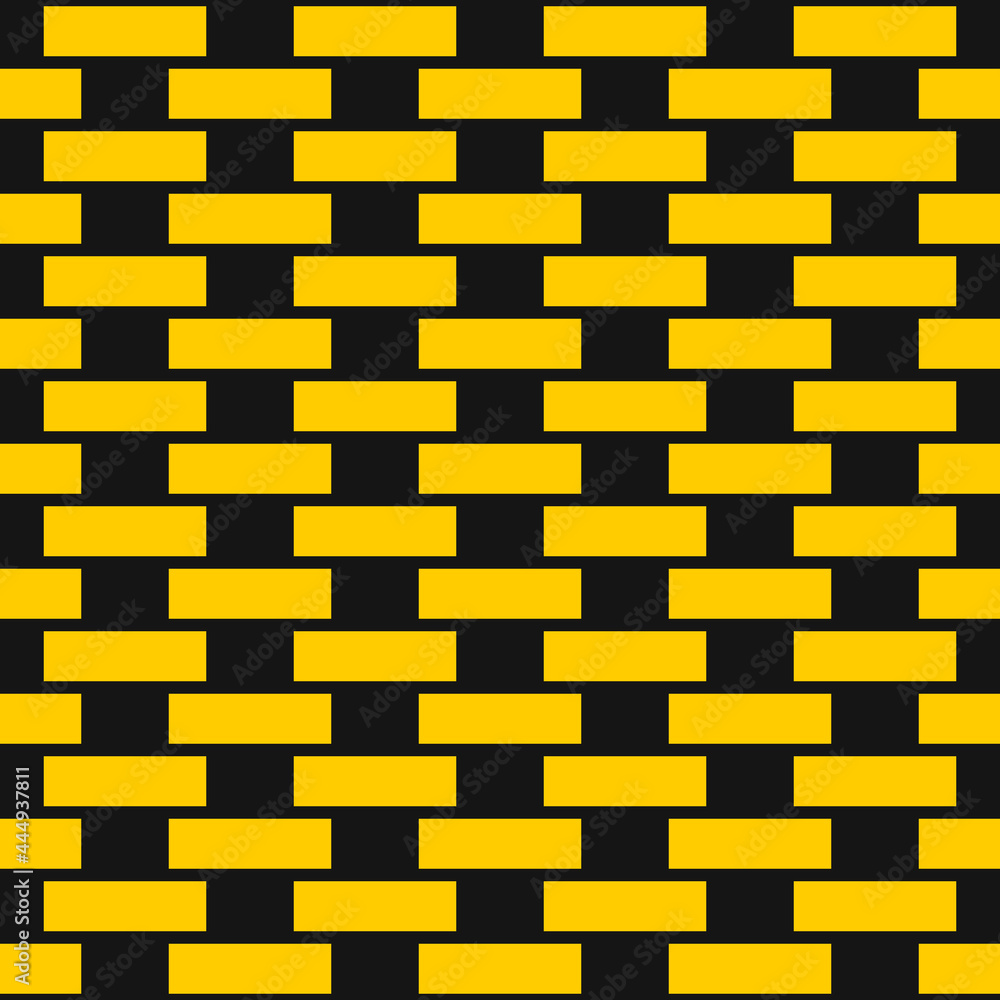Poster yellow bricks seamless pattern. vector yellow wall rectangles. repeated sample with black background