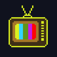 No signal. Retro TV. Pixel art illustration