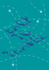 Back To Travel text with Depth font. Vector banner template design. Travel banner, fashion advertising, sales poster.