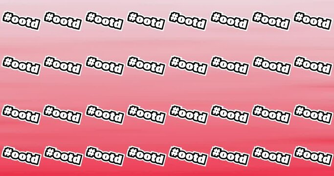 Composition of text ootd with hashtag repeated on red background