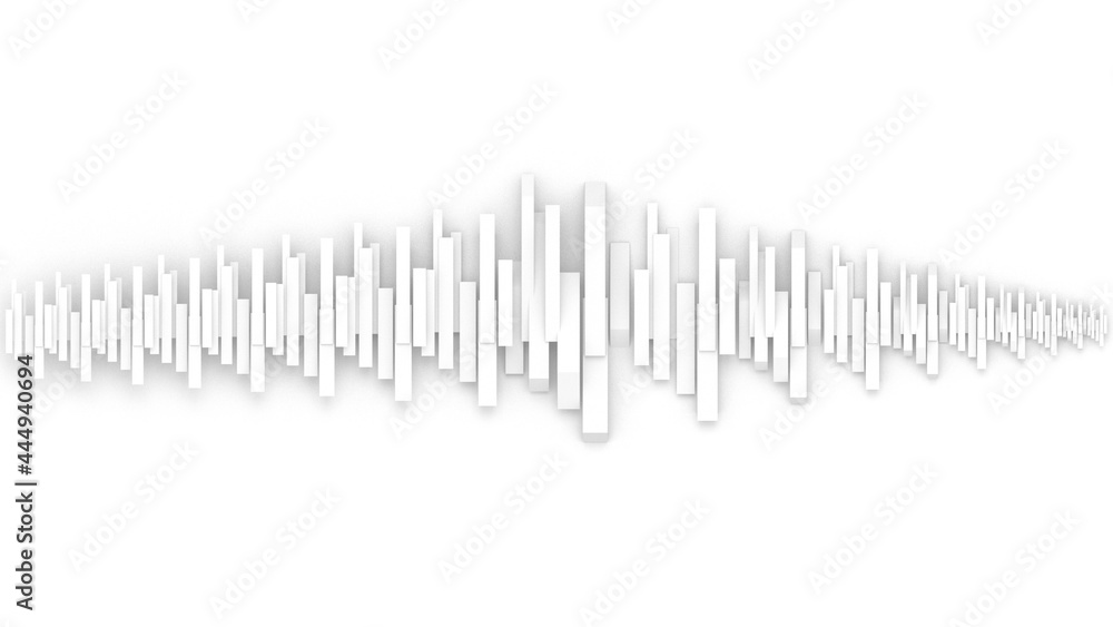 Poster horizontal fin arrangment abstract white design artistic white background.3d illustration and render