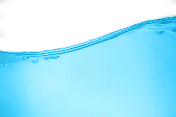 Blue surface water and air bubble isolated on white background