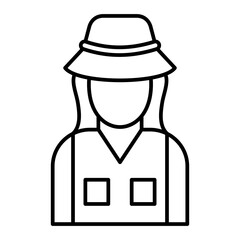 Vector Fisherwoman Outline Icon Design