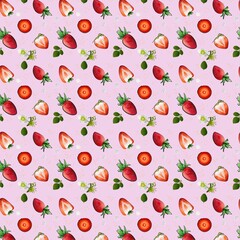 Seamless pattern with strawberries. Vector seamless texture for wallpapers, pattern fills, web page backgrounds