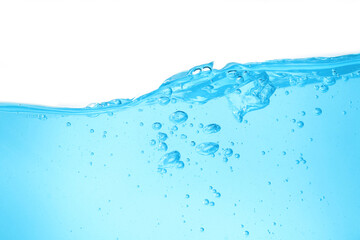 Blue surface water and air bubble isolated on white background