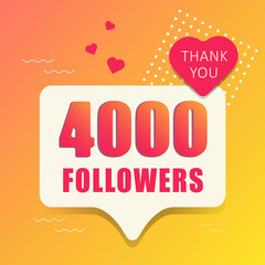 Thank you 4000 followers. Banner, button, poster for social networks. Vector illustration. - obrazy, fototapety, plakaty