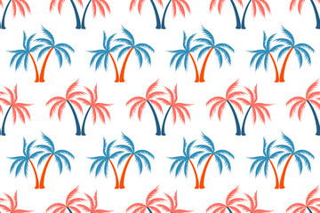 Coconut tropical palm tree summer seamless pattern