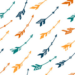 Abstract boho arrows vector seamless pattern. Ethnic aztec design. Native american motive. Boho
