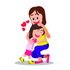 mother and daughter hug each other