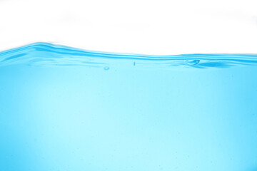 Blue surface water and air bubble isolated on white background