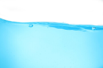 Blue surface water and air bubble isolated on white background