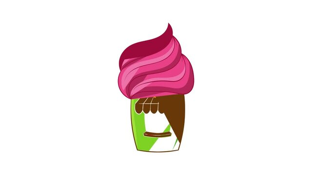 Cupcake house icon animation cartoon best object isolated on white background