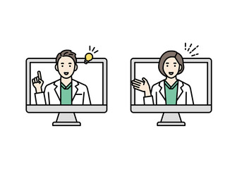 オンラインで診察をする医師