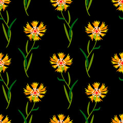 Obraz premium Cornflowers seamless pattern, watercolor illustration.