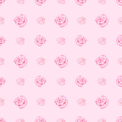 Seamless minimalistic pattern with watercolor roses