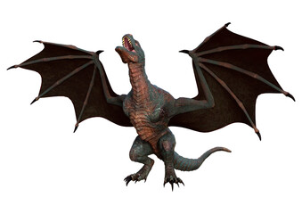 3D Rendering Fairy Tale Dragon on White