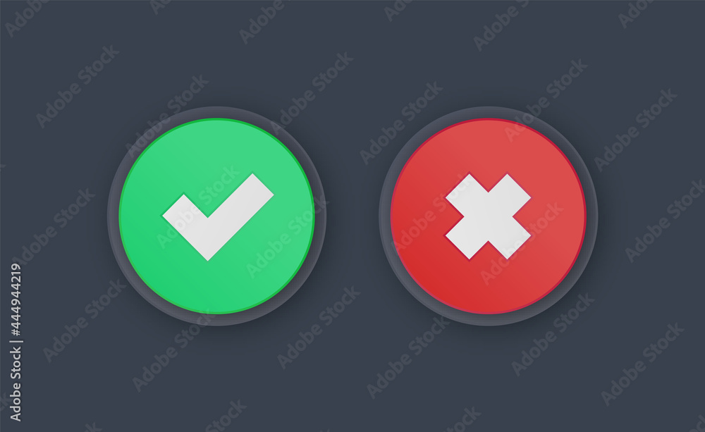 Poster Tick and cross signs - check icon buttons - green and red checkmark button - checklist symbols - check mark icon - voting check mark - checklist checkmark - approved checkmark
