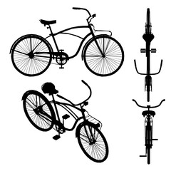 Set with bike silhouettes isolated on white background. Vector illustration