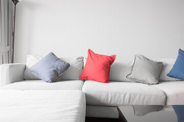 Fototapeta na wymiar Pillows colorful on Sofa in room