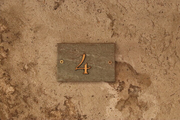 Street number sign, number four centered