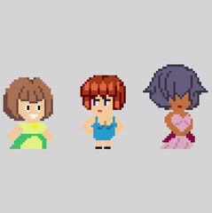 Set of pixel characters in art style