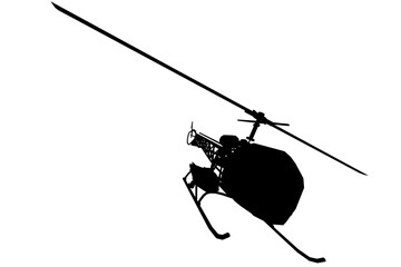 Helicopter silhouette isolated on white background. Vector illustration