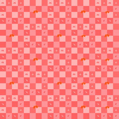 seamless pattern with squares mosaic, pink color plaid fabric textile abstract background texture wallpaper paper decoration vector illustration