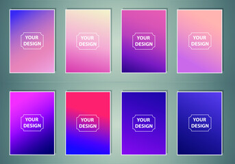 Set of covers design templates with vibrant gradient background. Modern trendy poster with geometric shapes