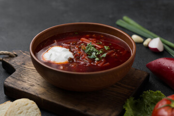 red lentil soup with vegetables borscht