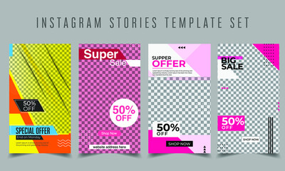 Social media story template design set