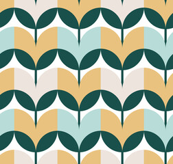 Minimal geometric seamless pattern. Tulips. For textile, product application. Vector illustration, flat design