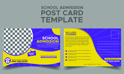 School admisiion Postcard template design