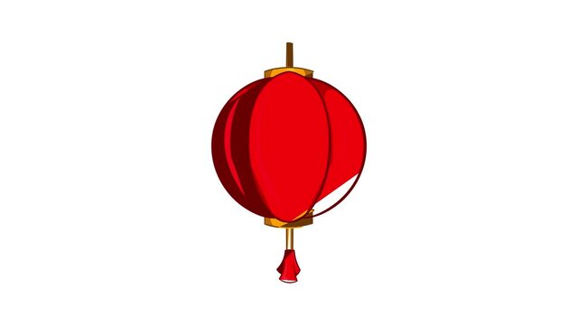 Red chinese lantern icon animation cartoon best object isolated on white background