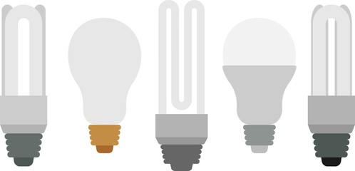 Light bulb collection. Set of economic bulb isolated vector illustration for web, companies, handbook, corporate use.