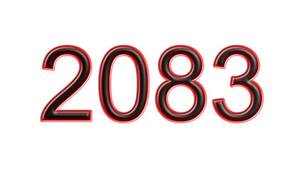 red 2083 number 3d effect white background