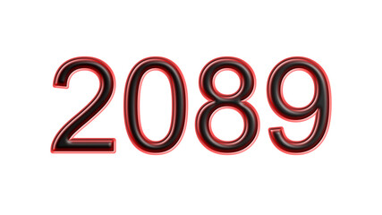 red 2089 number 3d effect white background