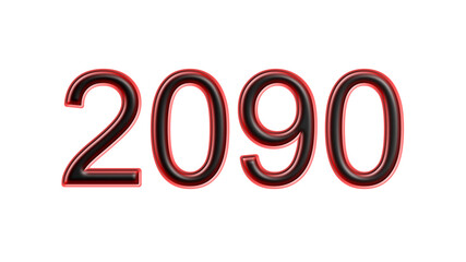 red 2090 number 3d effect white background