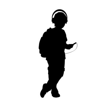 recommend clip art: Silhouette teenage boy listening music.