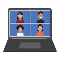 Fototapeta na wymiar Team communication via a laptop for use in web design