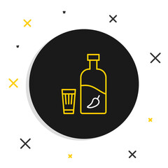 Line Vodka with pepper and glass icon isolated on white background. Ukrainian national alcohol. Colorful outline concept. Vector