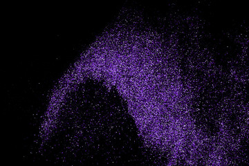 Purple explosion of confetti. Magenta abstract texture isolated on black background. Mauve flat design element. Vector illustration,eps 10. - obrazy, fototapety, plakaty