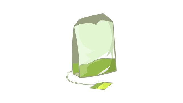 Teabag of green tea icon animation cartoon best object isolated on white background