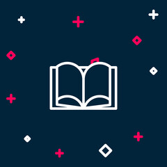 Line Open book icon isolated on blue background. Colorful outline concept. Vector