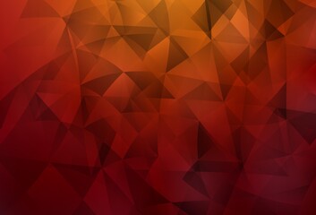 Dark Red, Yellow vector background with triangles.