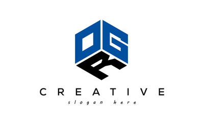 OGR three letters creative logo with hexagon - obrazy, fototapety, plakaty