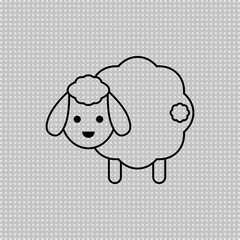 Obraz premium Cute sheep with tail. Transparent linear outline vector drawing. Lamb illustration.