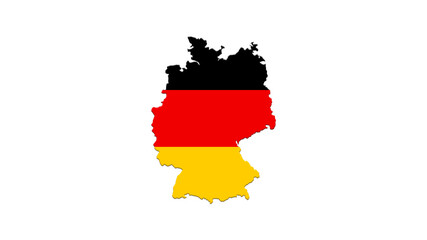 Shape of Germany with flag in white background. 4K