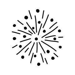Cute doodle firework icon. Hand drawn vector illustration. Festive elements for greeting cards, posters, stickers decoration decor. Isolated on white background