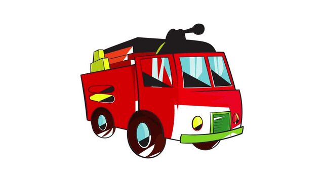 Fire truck icon animation cartoon best object isolated on white background
